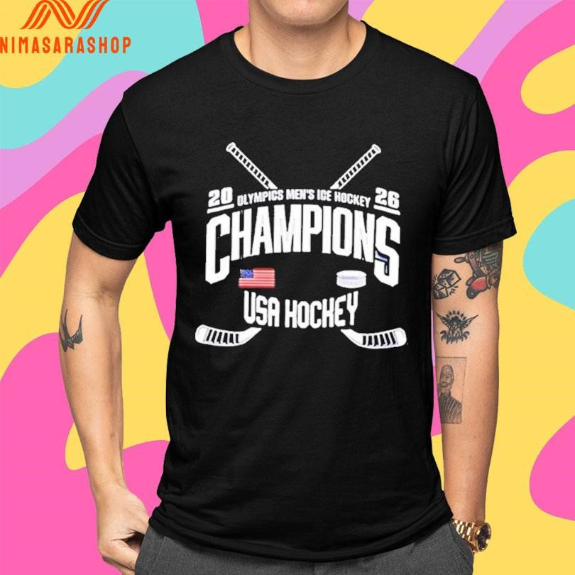 Jack Hughes New Jersey Devils Olympics Men’s Ice Hockey Champions Usa Hockey 2026 Shirts