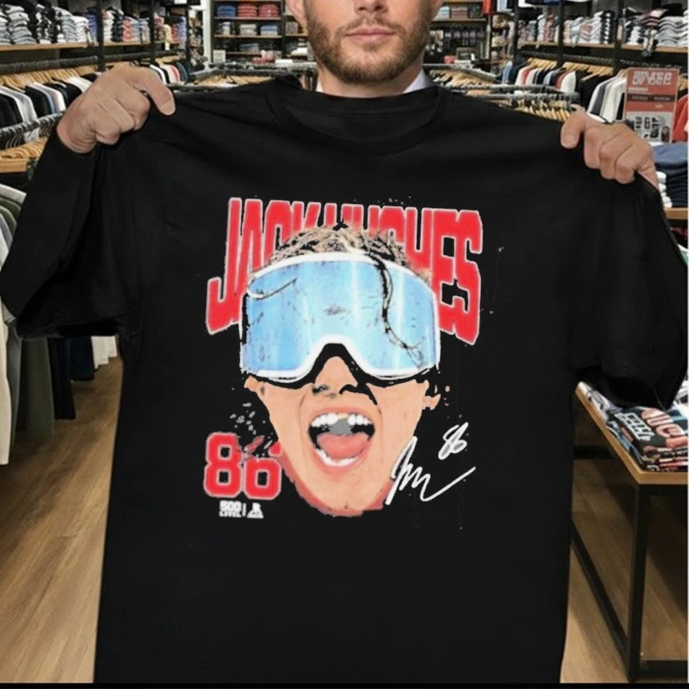 Jack Hughes New Jersey Goggles Shirt