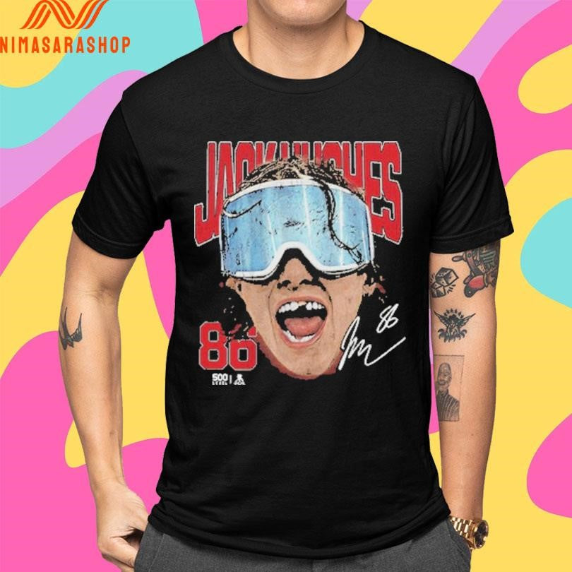Jack Hughes New Jersey Goggles Signature Shirts