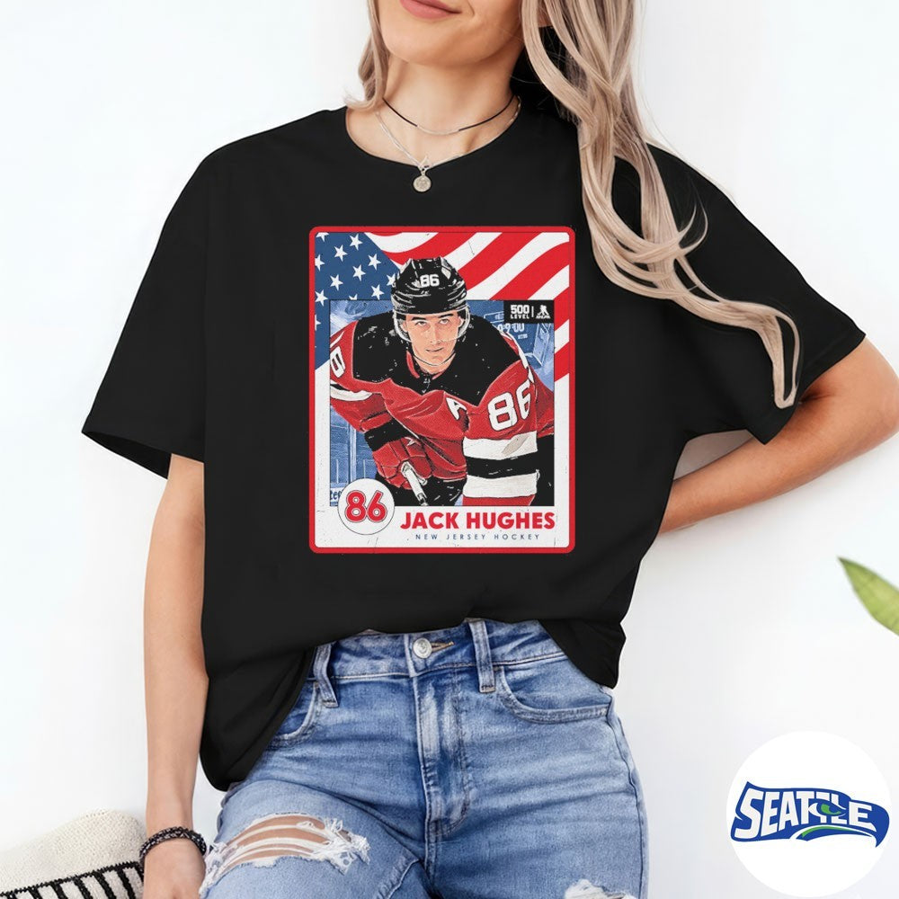 Jack Hughes New Jersey Hockey USA Team Card shirt
