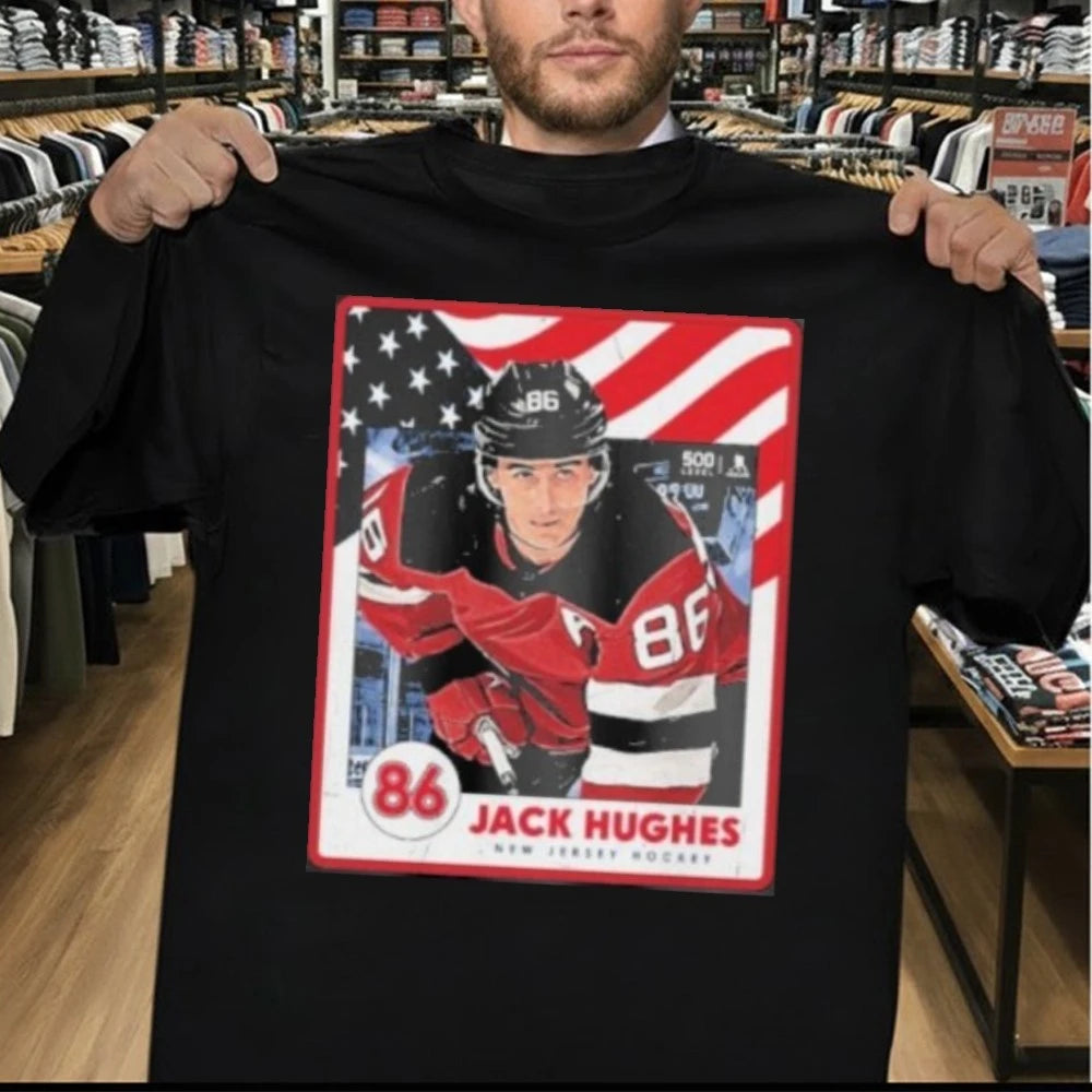 Jack Hughes New Jersey Hockey Usa Card Shirt
