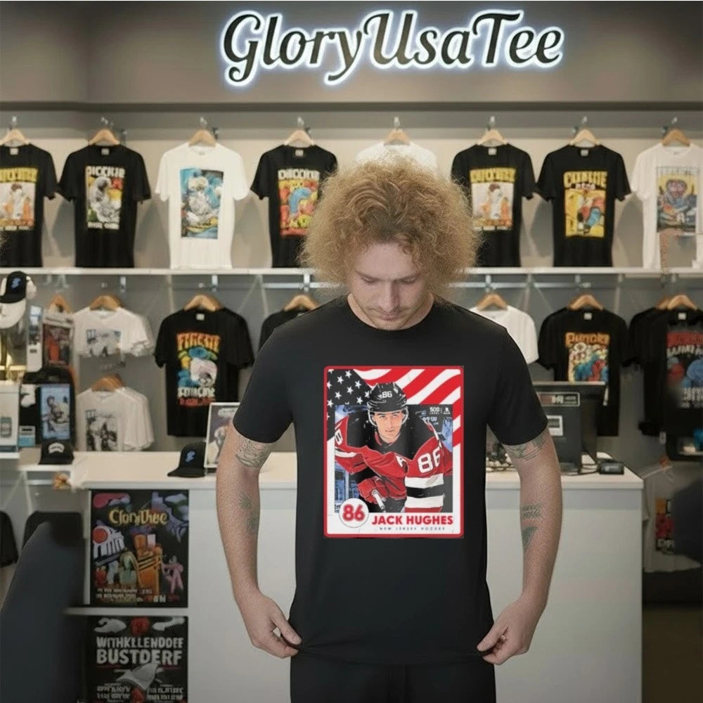 Jack Hughes New Jersey Hockey Usa Card Shirt