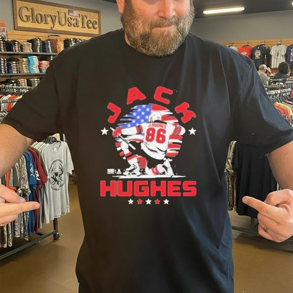 Jack Hughes New Jersey Hockey Usa Flag Celebration Shirt