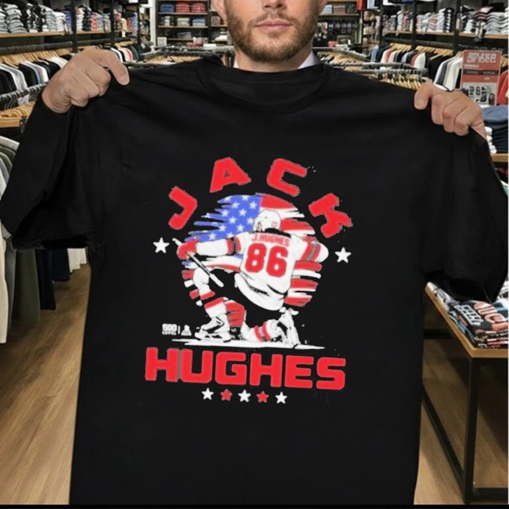 Jack Hughes New Jersey Hockey Usa Flag Celebration Shirt