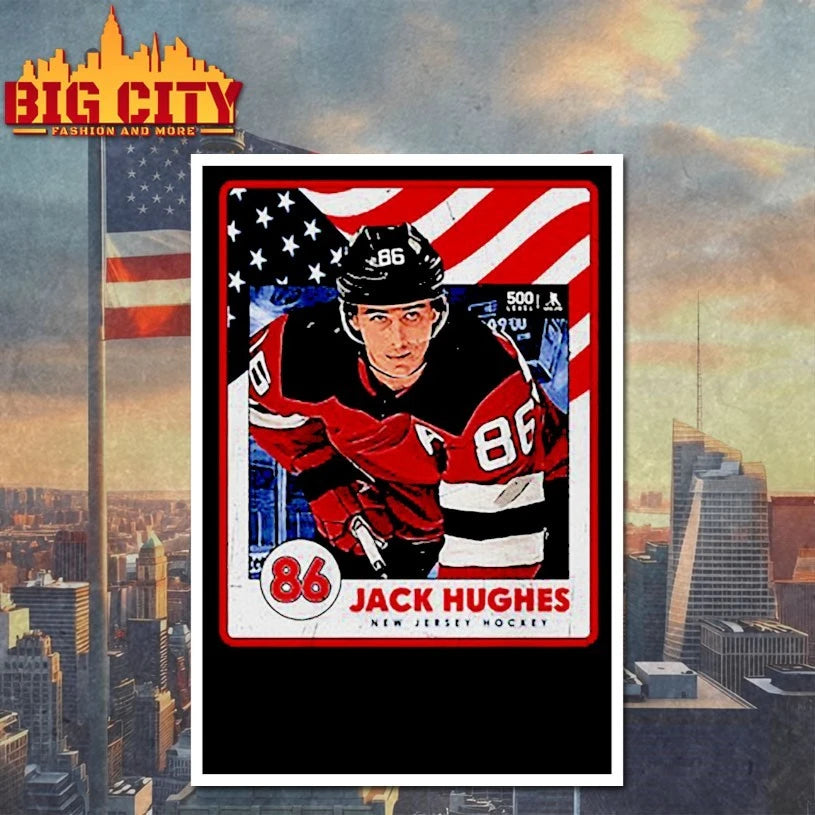 Jack Hughes New Jersey USA Card t-shirt