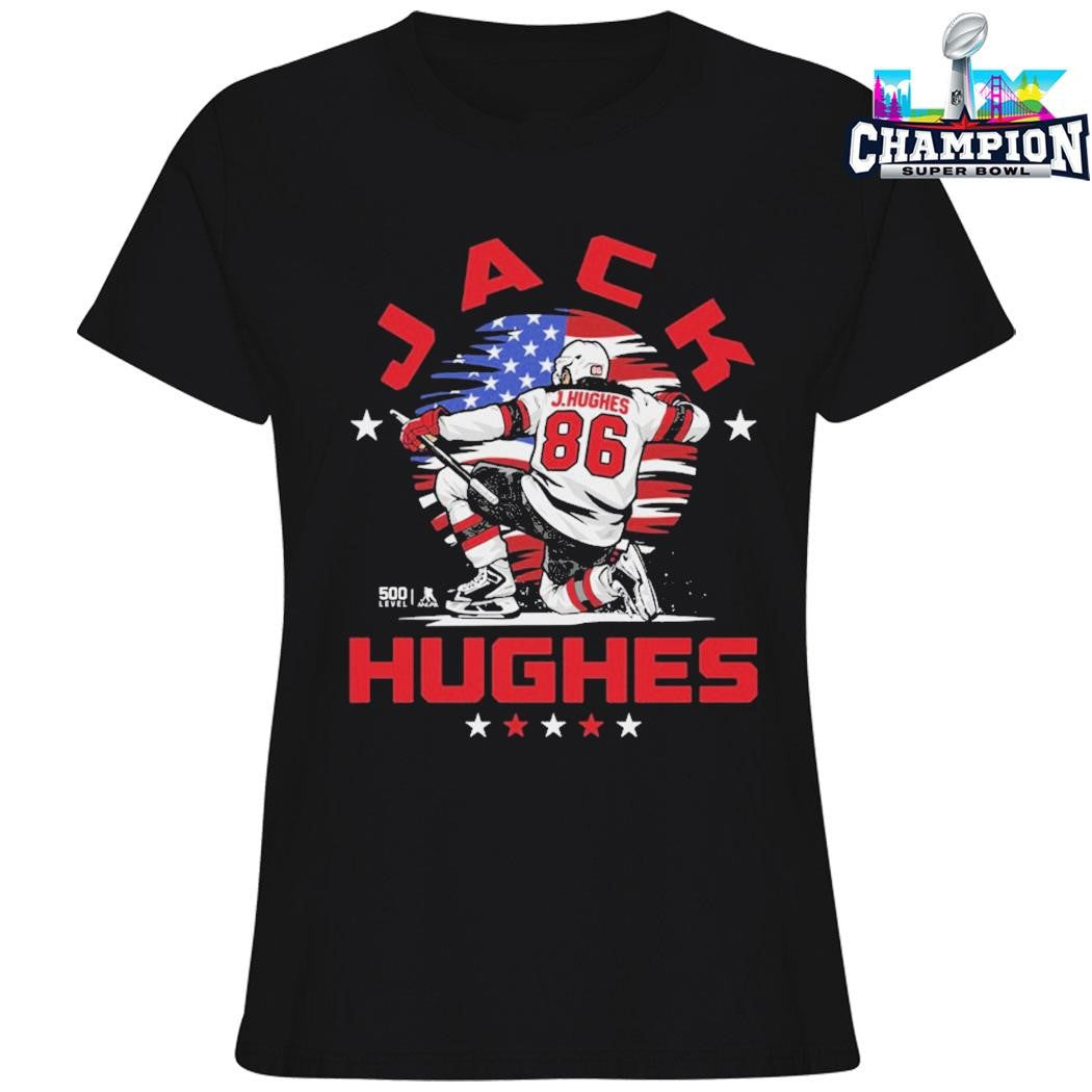 Jack Hughes New Jersey USA Flag Celebration Shirt