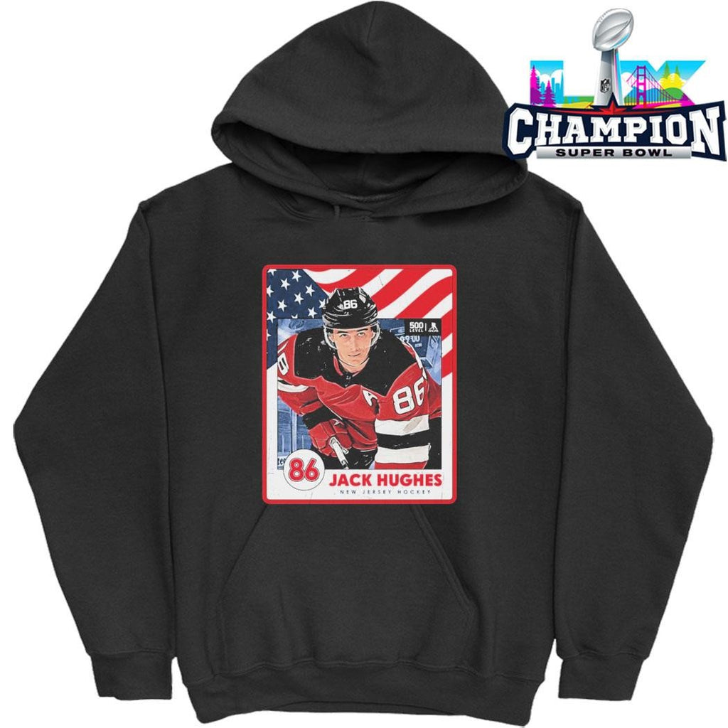 Jack Hughes New Jersey Usa Card Shirt