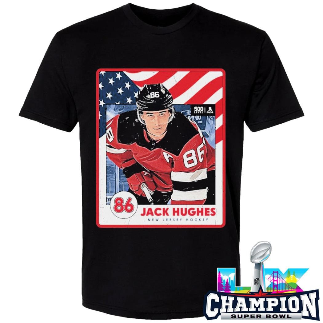 Jack Hughes New Jersey Usa Card Shirt