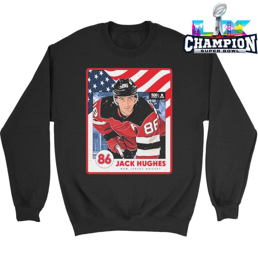 Jack Hughes New Jersey Usa Card Shirt