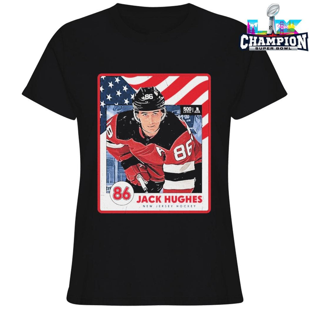 Jack Hughes New Jersey Usa Card Shirt