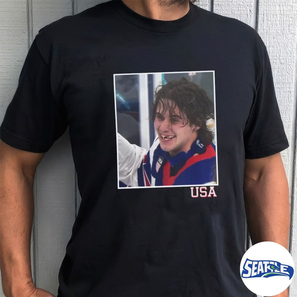 Jack Hughes OT Winner Teeth Team USA Hockey Champions Milano Cortina 2026 Olympics shirt