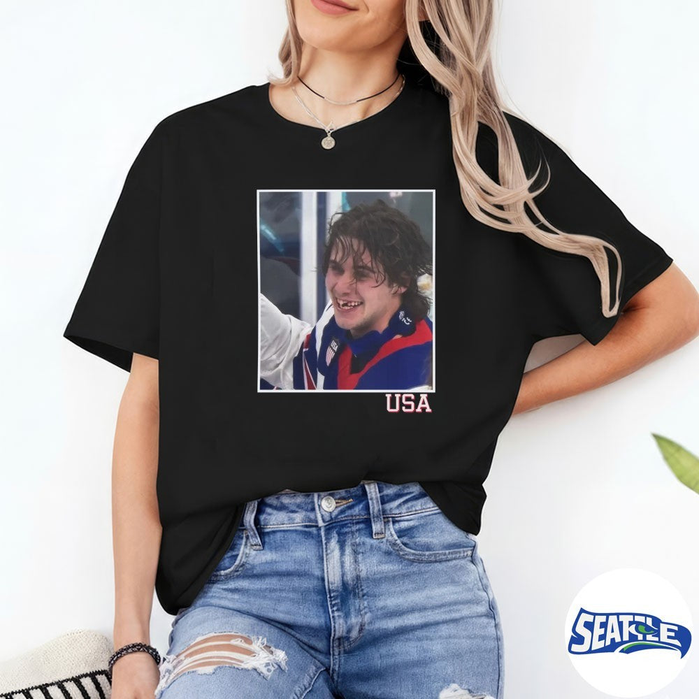 Jack Hughes OT Winner Teeth Team USA Hockey Champions Milano Cortina 2026 Olympics shirt
