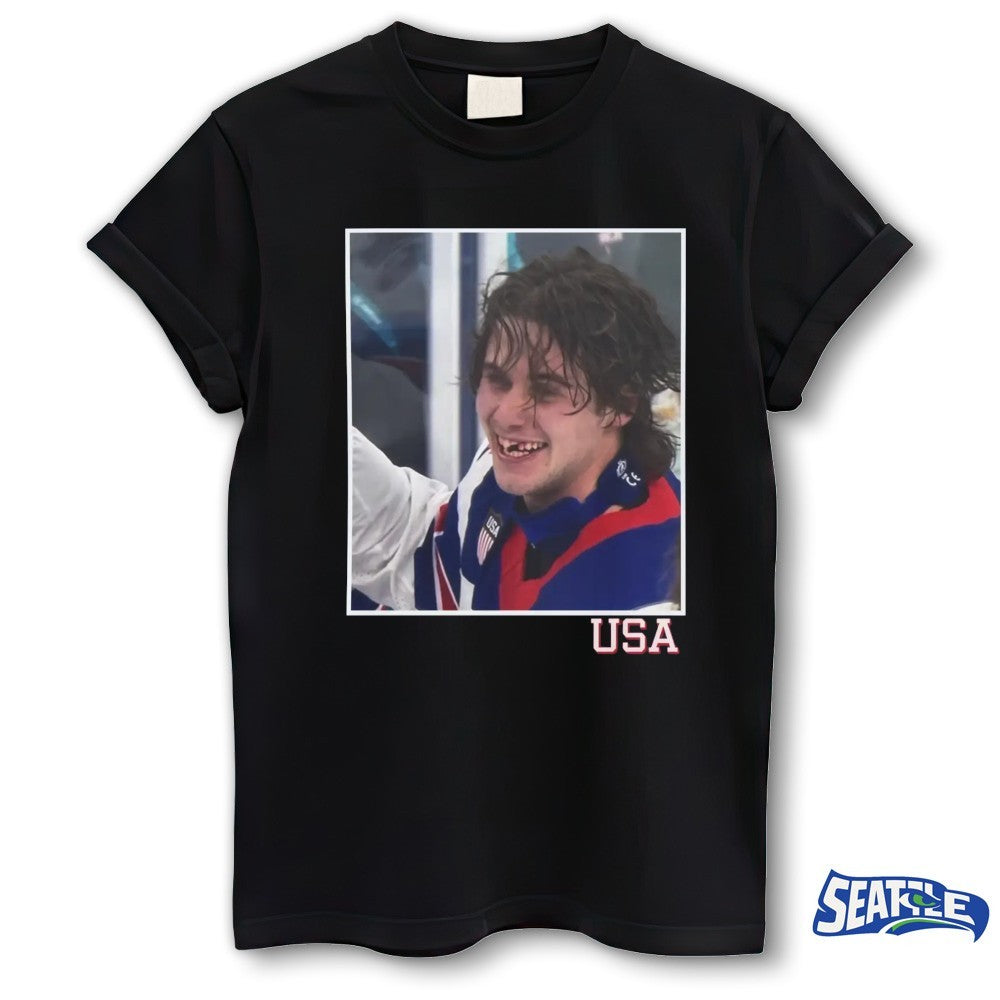 Jack Hughes OT Winner Teeth Team USA Hockey Champions Milano Cortina 2026 Olympics shirt