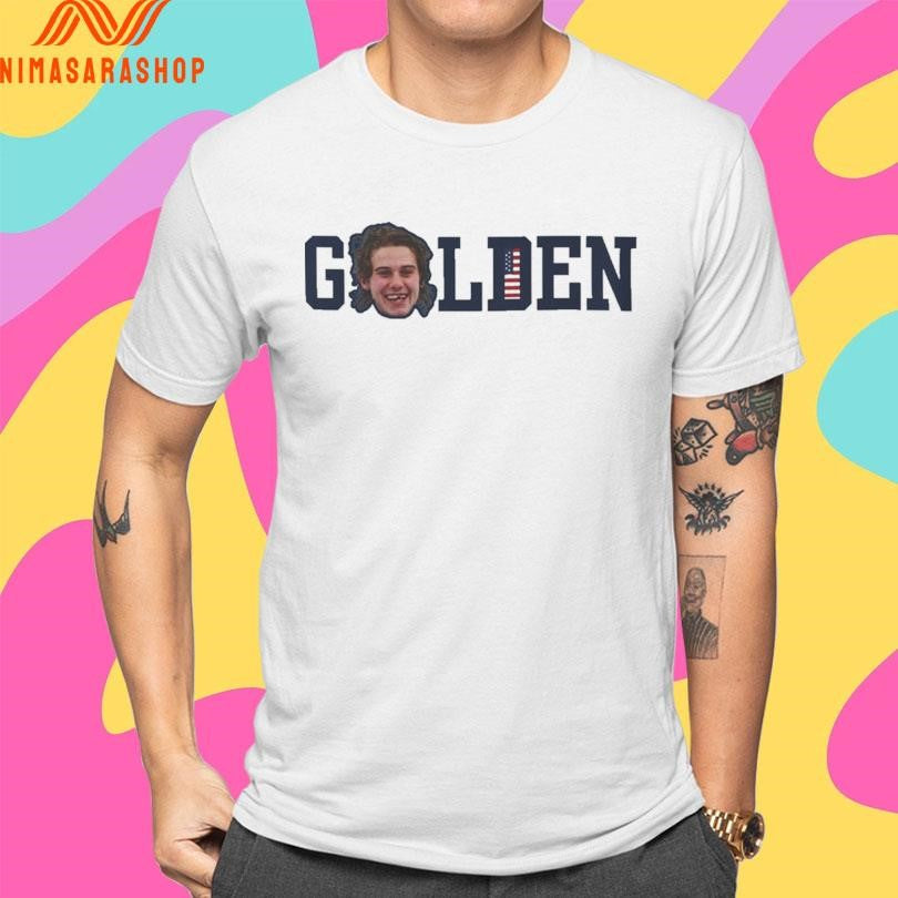 Jack Hughes Smile USA Hockey Golden Goal 2026 Red, White And Hughes Hockey Shirts
