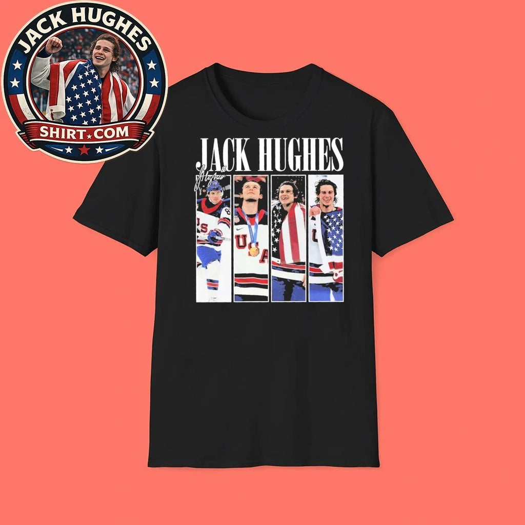 Jack Hughes Team USA Olympic 2026 Golden Goal Signature Hockey Fan Shirt