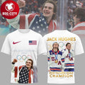 Jack Hughes Team Usa 2026 Olympic Gold Medalist Milano Cortina Two Sided Shirt