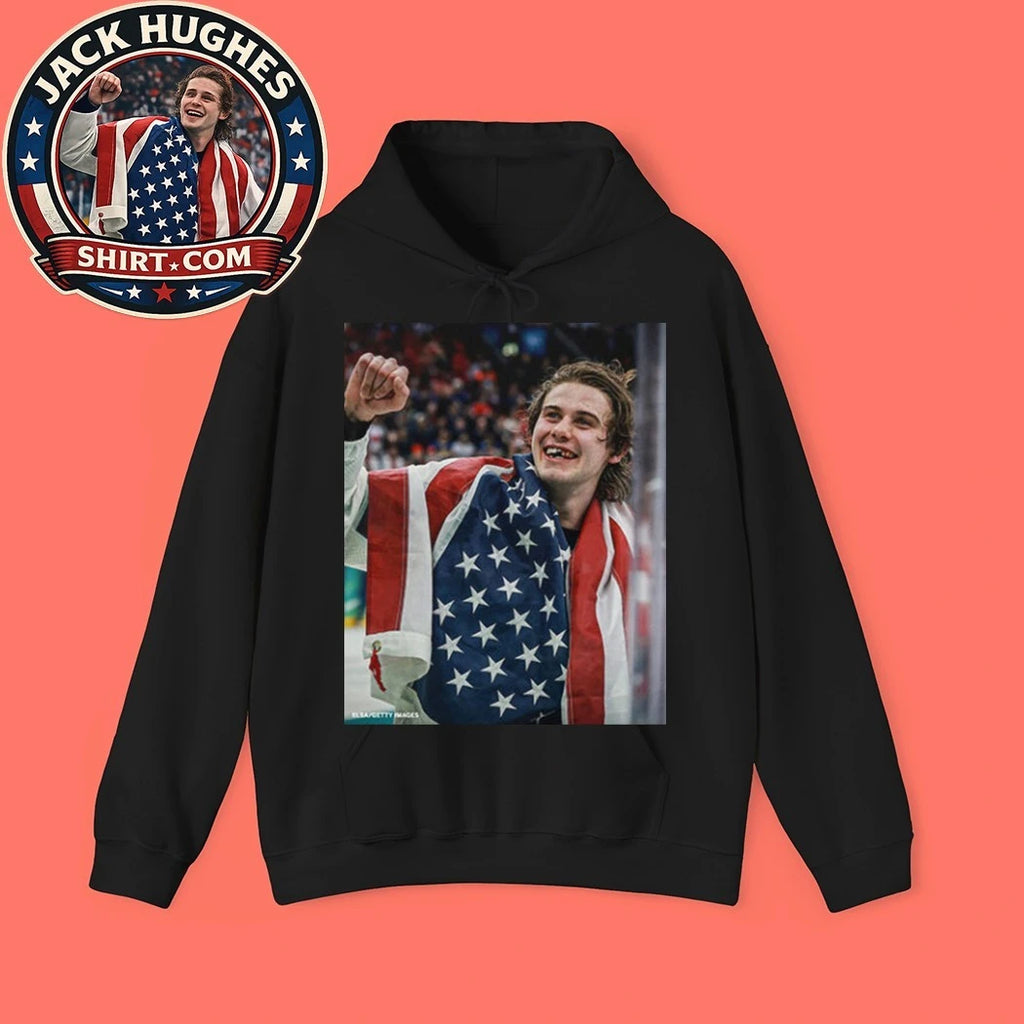 Jack Hughes Teeth Gold USA Hockey Team Olympics Winter 2026 Champion Shirt