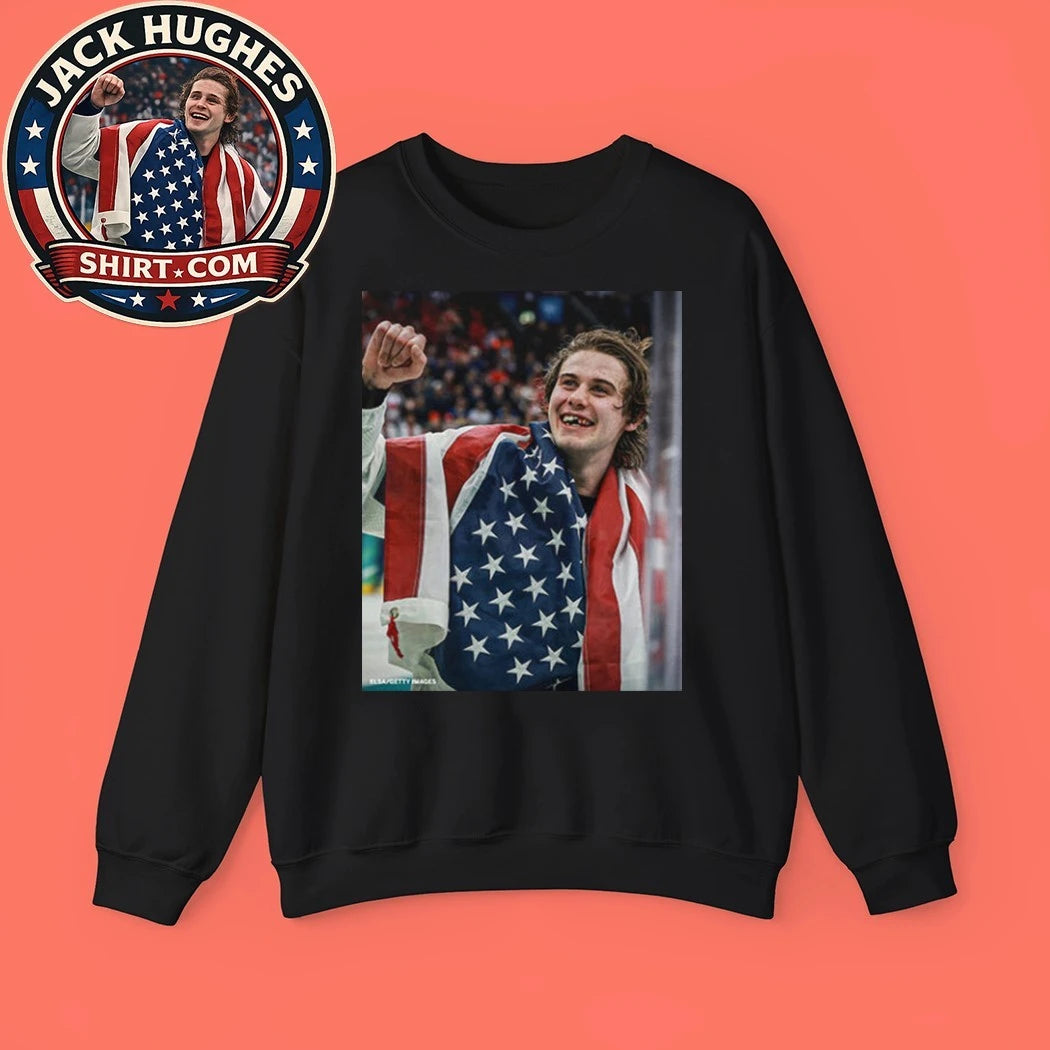 Jack Hughes Teeth Gold USA Hockey Team Olympics Winter 2026 Champion Shirt