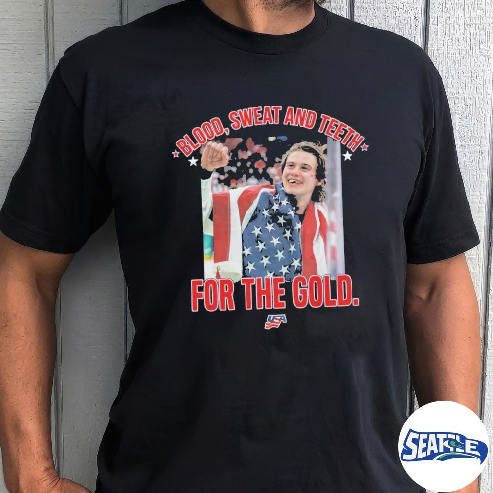 Jack Hughes USA 2026 Hockey Blood Sweat And Teeth For The Gold Milano Cortina 2026 Olympics shirt