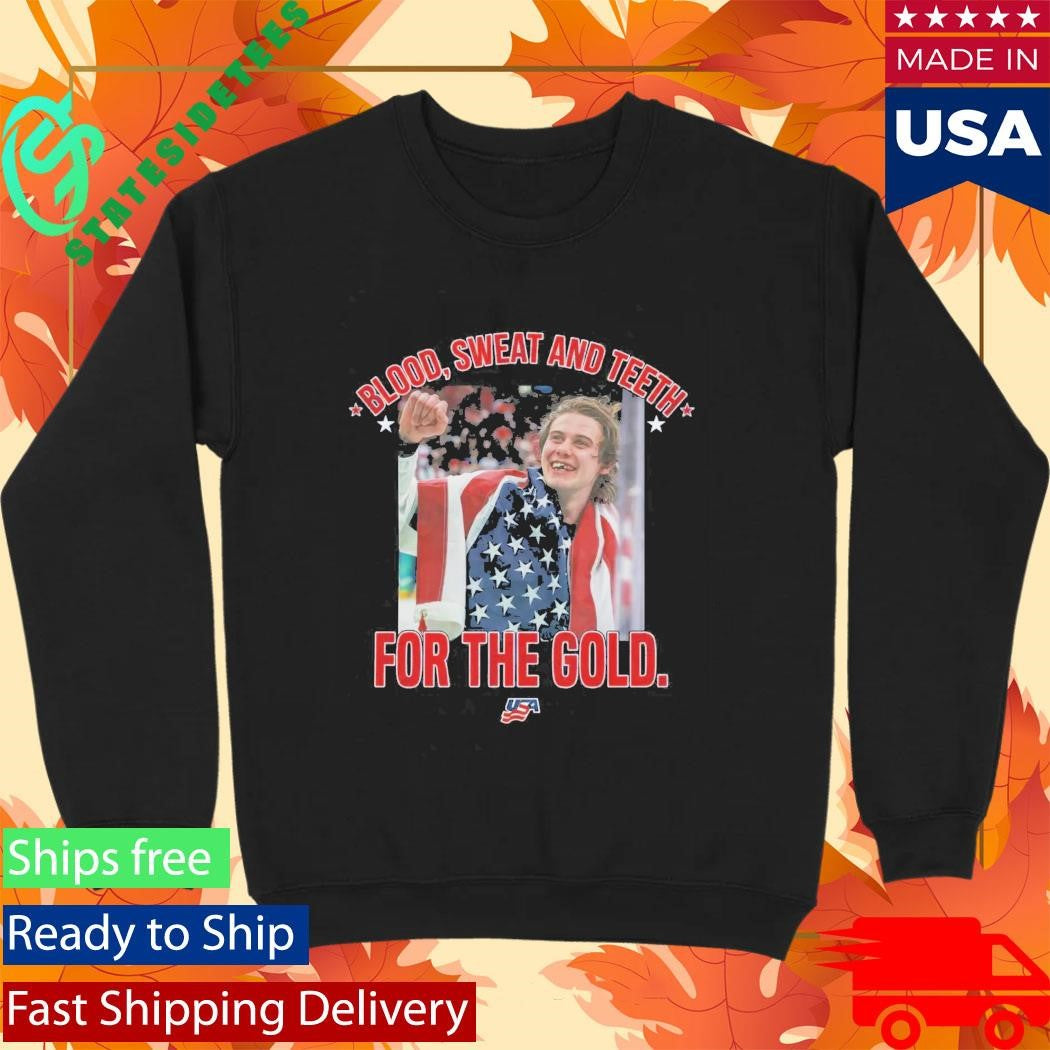 Jack Hughes USA 2026 Hockey Blood Sweat And Teeth Shirt