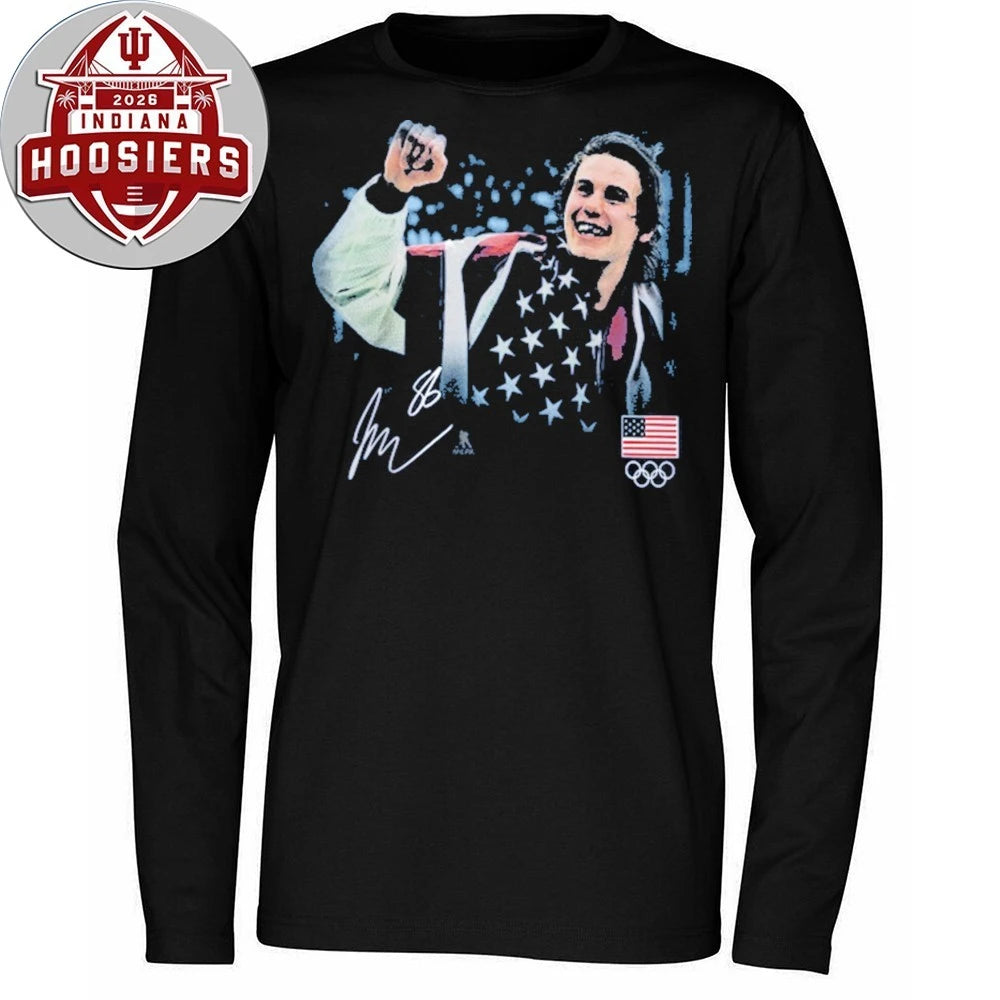 Jack Hughes USA Hockey Fanatics Gold Medal Flag Shirt