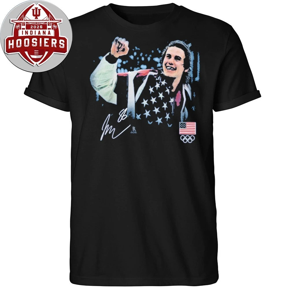 Jack Hughes USA Hockey Fanatics Gold Medal Flag Shirt