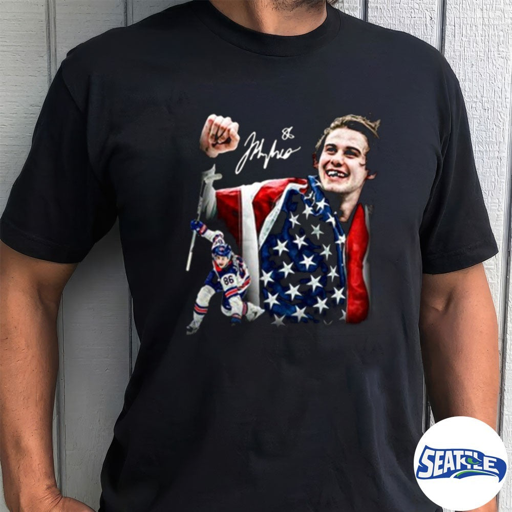 Jack Hughes USA Hockey Gold 2026 Winter Olympics Games Signature shirt