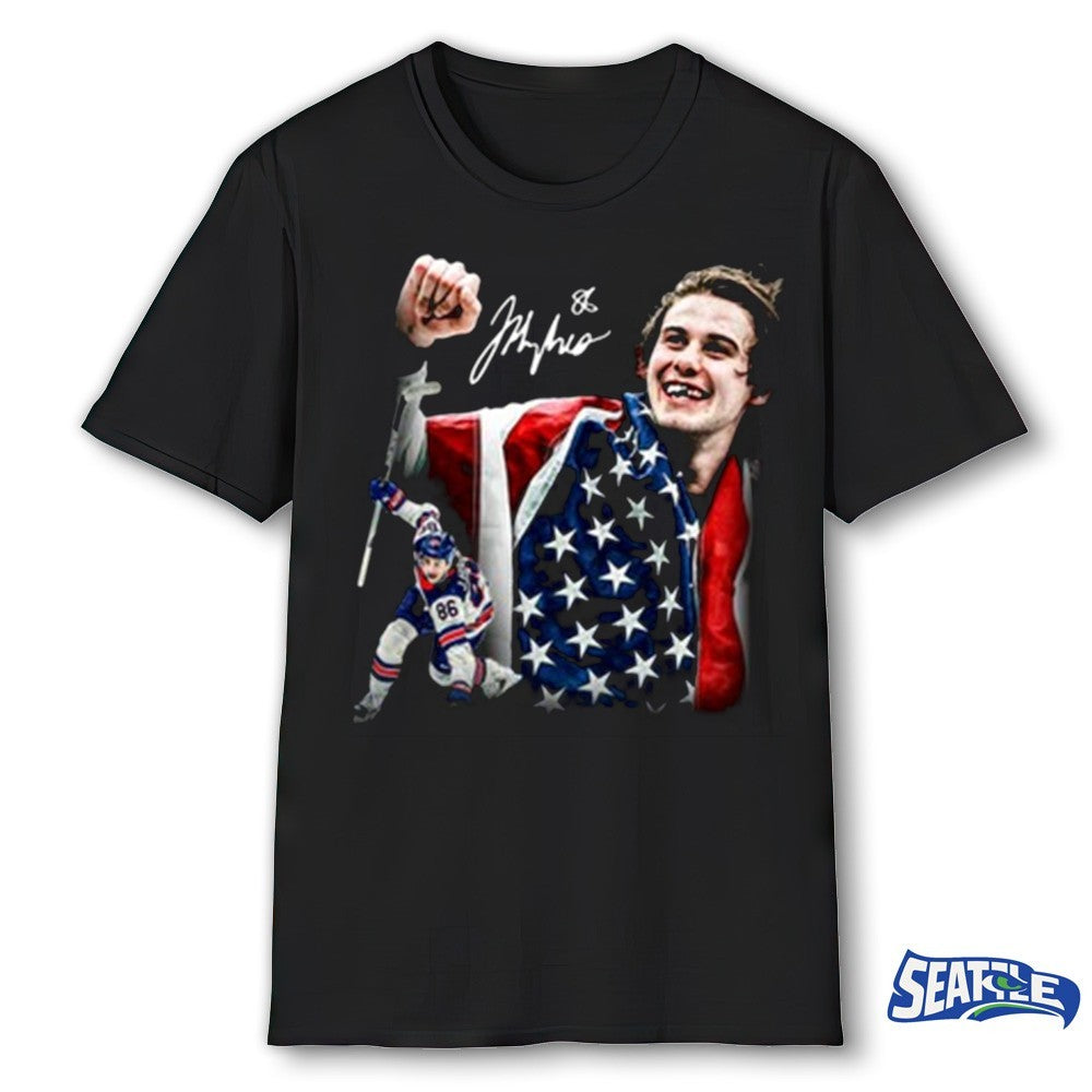 Jack Hughes USA Hockey Gold 2026 Winter Olympics Games Signature shirt