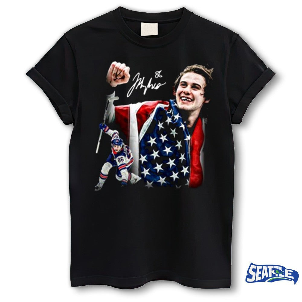 Jack Hughes USA Hockey Gold 2026 Winter Olympics Games Signature shirt