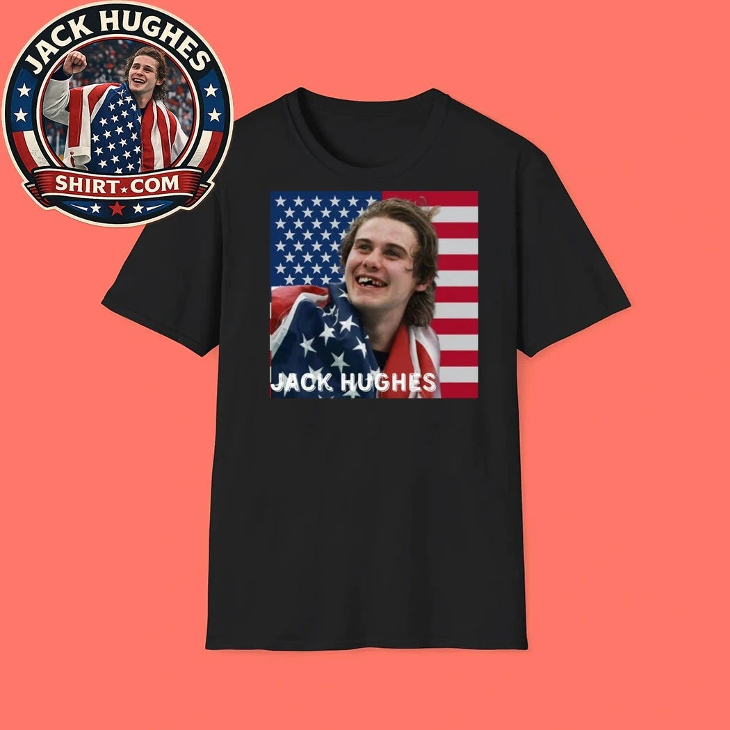 Jack Hughes USA Hockey Golden Goal 2026 Hockey Flag Trending T-Shirt