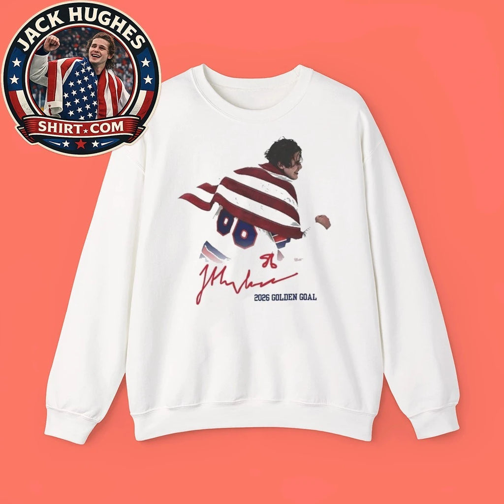 Jack Hughes USA Hockey Golden Goal 2026 Hockey Signature Tee Shirt
