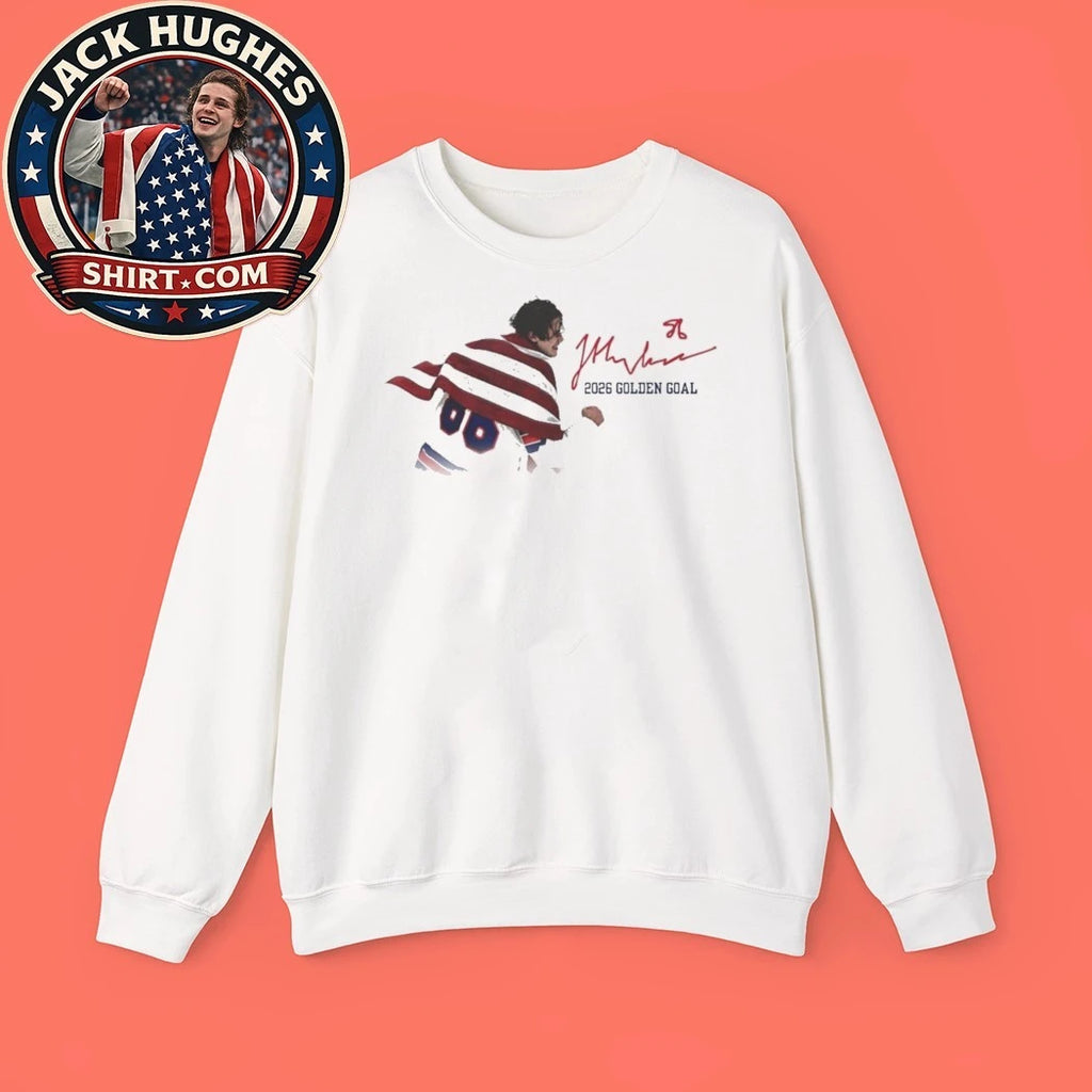 Jack Hughes USA Hockey Golden Goal 2026 Signature Tee Shirt