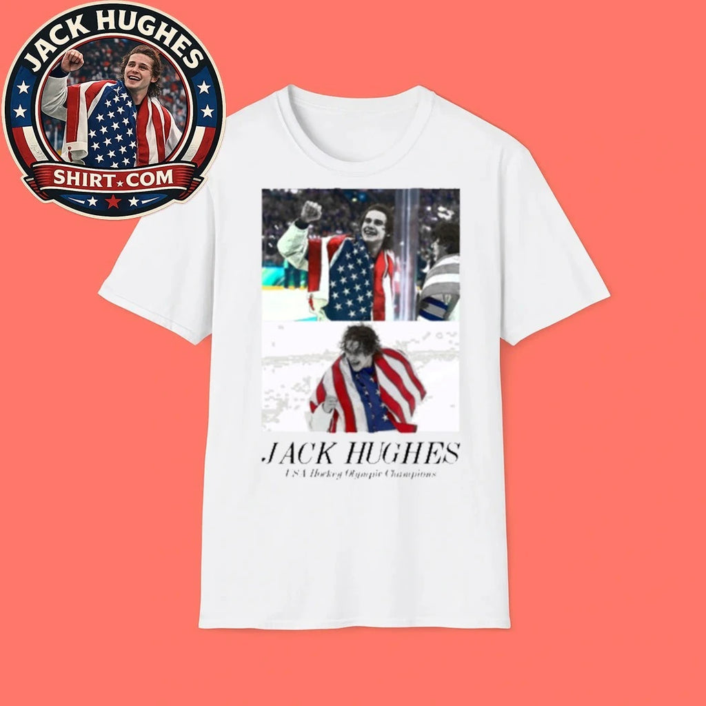 Jack Hughes USA Hockey Olympic Champions Golden Goal 2026 Tee Shirt