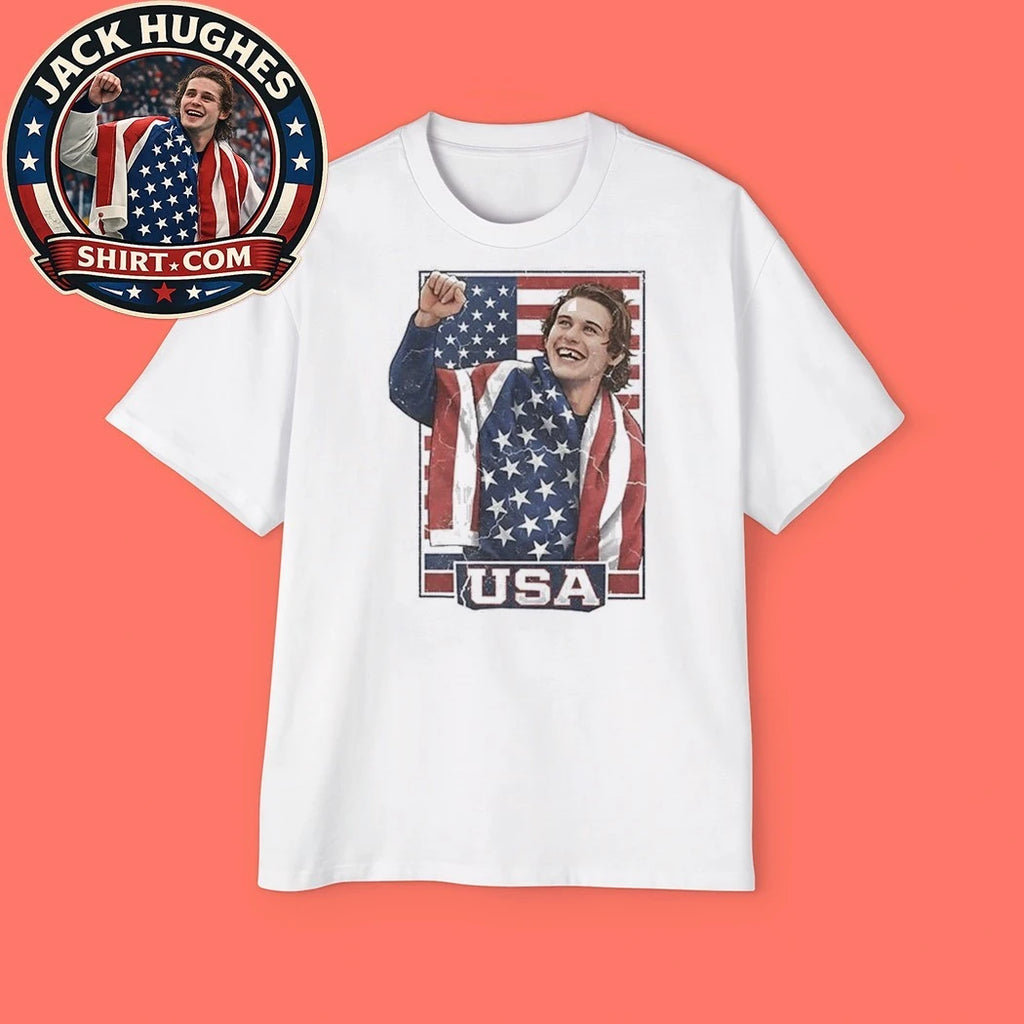 Jack Hughes USA Hockey Patriotic Hockey Fan Shirt