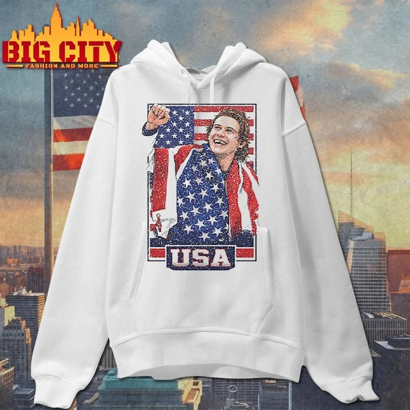 Jack Hughes USA Hockey Patriotic Hockey Fan t-shirt