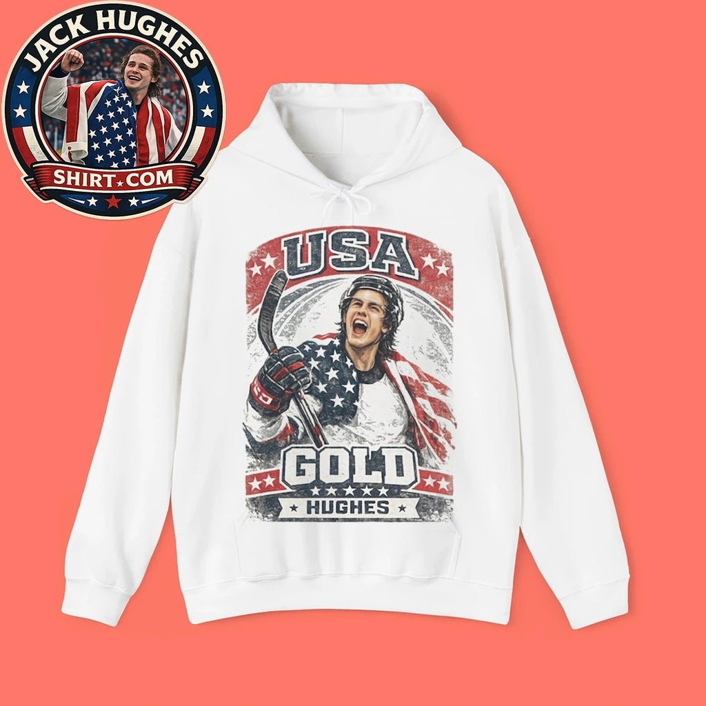 Jack Hughes Usa Gold Hockey Retro Trending Shirt