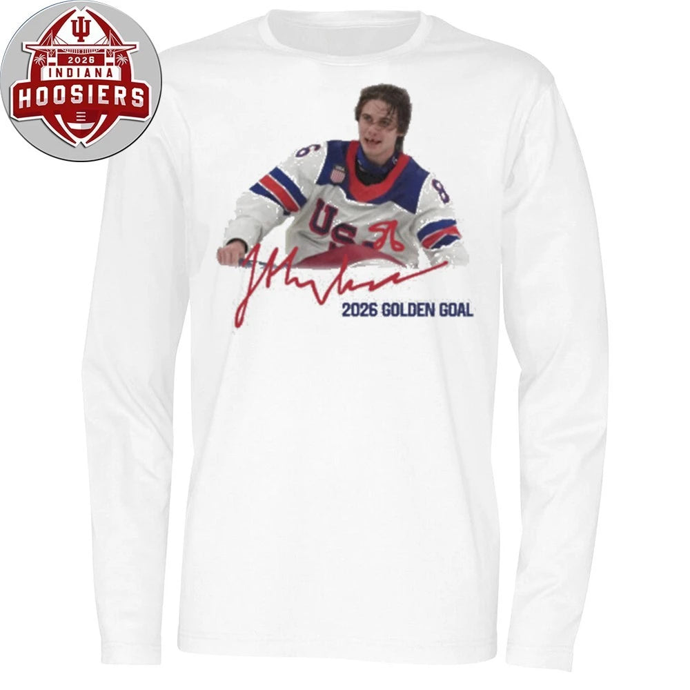 Jack Hughes Usa Gold Hockey Signature 2026 T-Shirt
