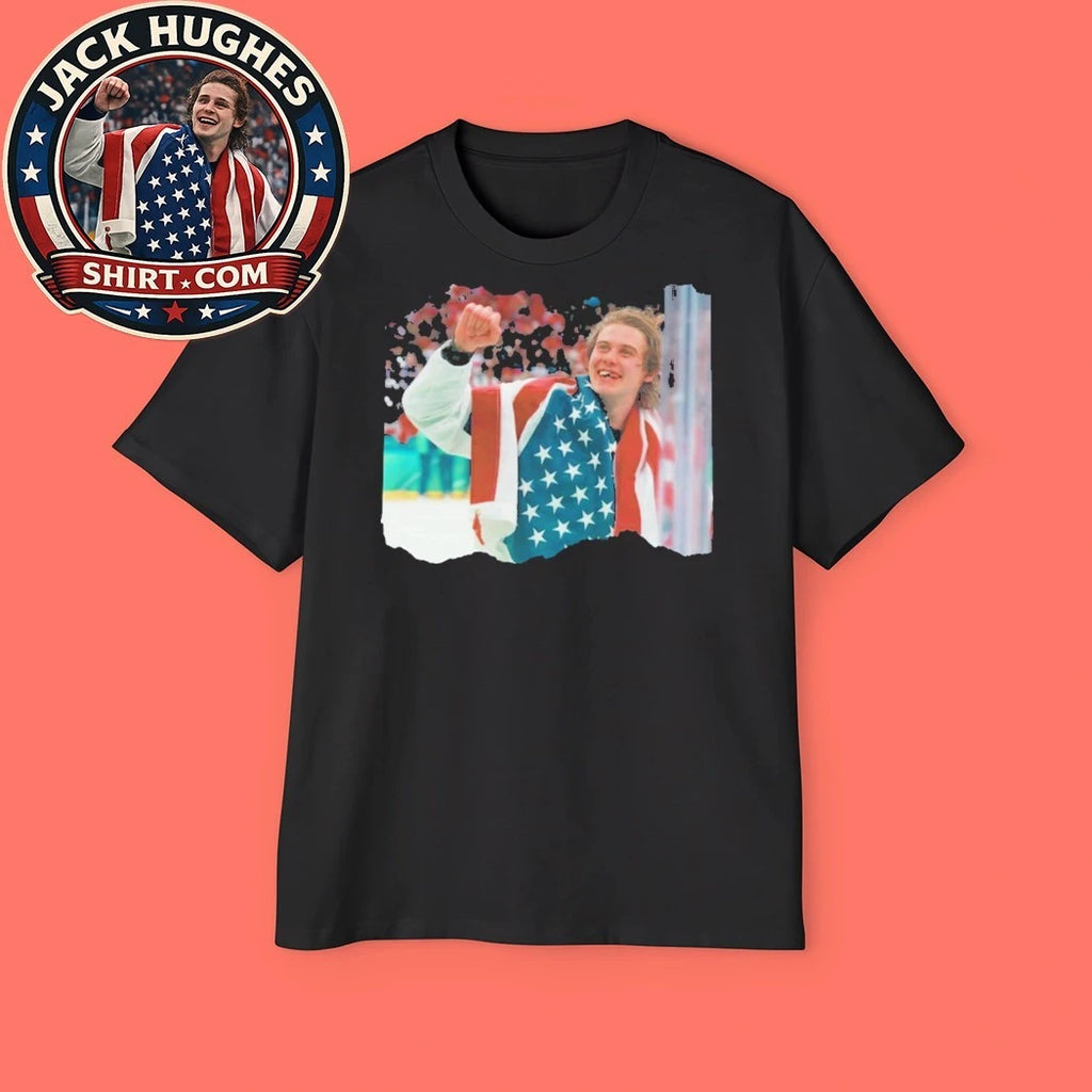 Jack Hughes Usa Gold Hockey Team USA Inspired Retro Tee Shirt
