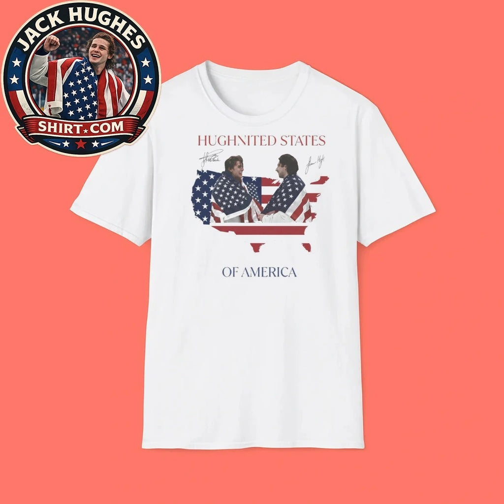 Jack Hughes Usa Gold Hockey United States of America Map T-Shirt