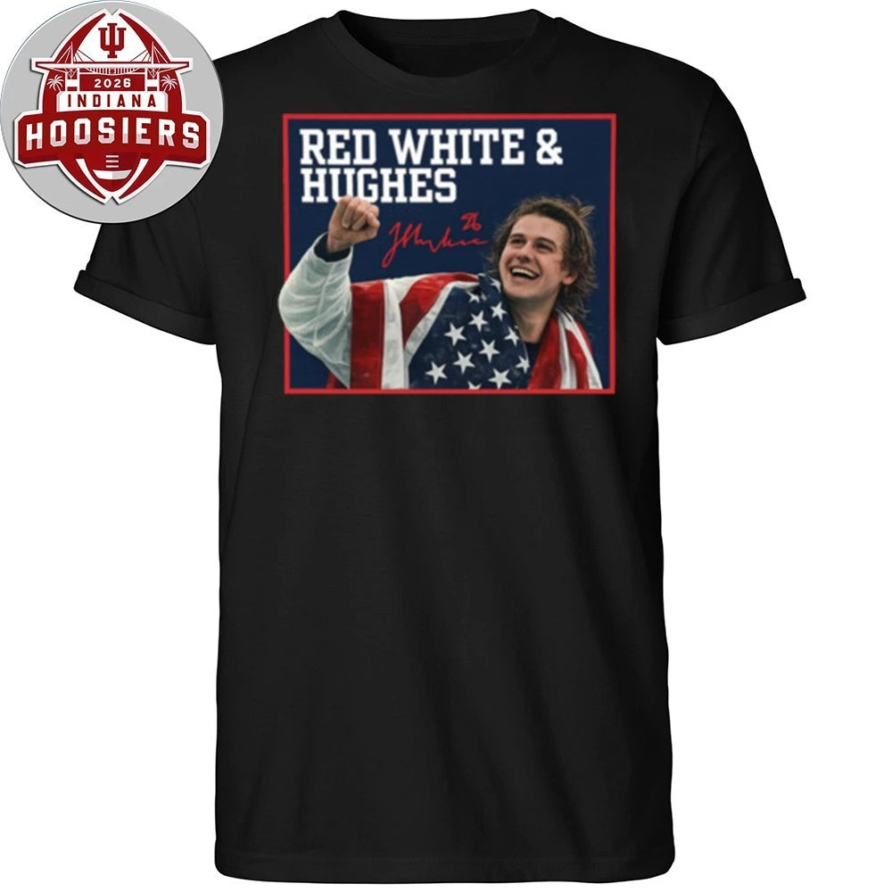 Jack Hughes-Usa Hockey Champions Red White &amp; Hughes Signature T-Shirt