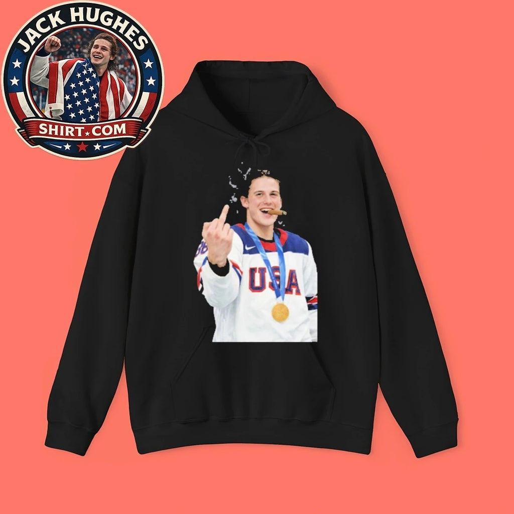 Jack Hughes is celebrating after winning the gold medal at the 2026 Winter Olympics in Milan New T-Shirt