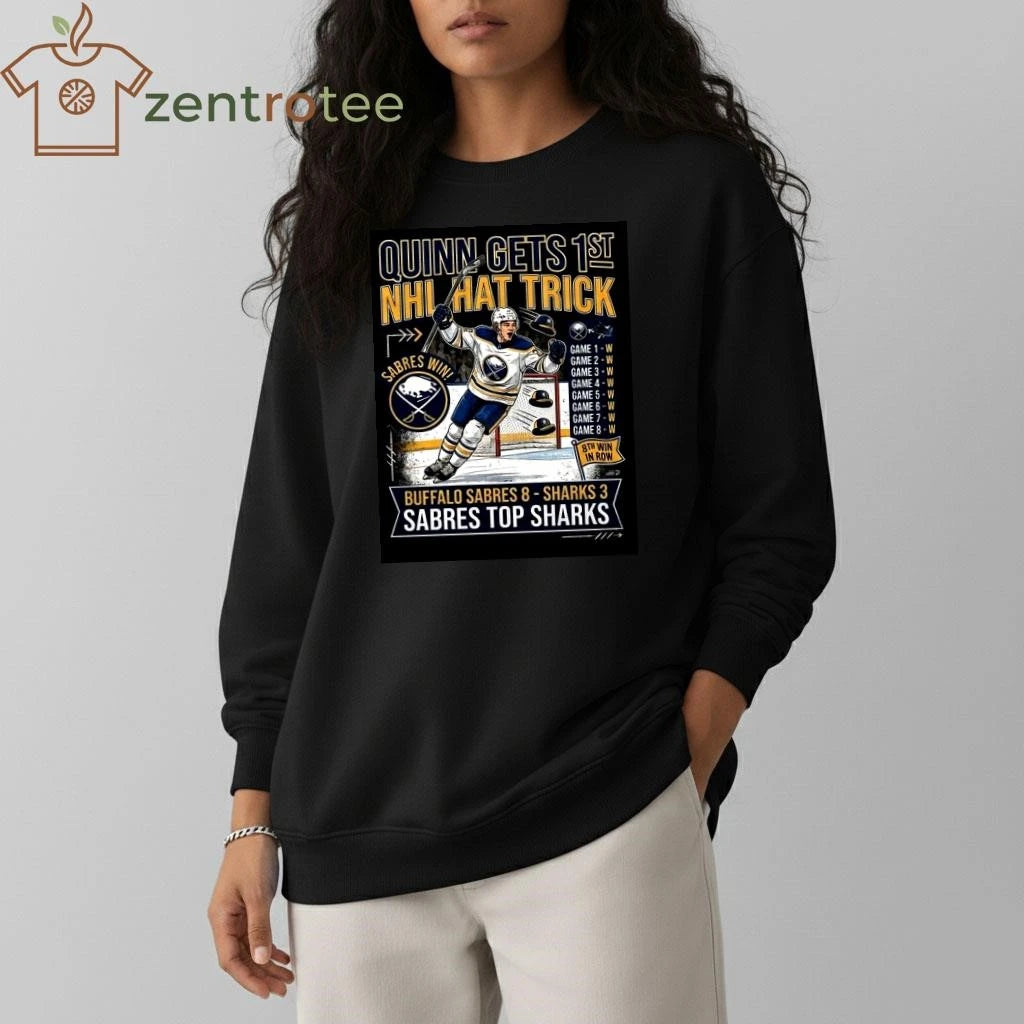 Jack Quinn Hat Trick Shirt – Buffalo Sabres 8th Consecutive Win Commemorative T-Shirt