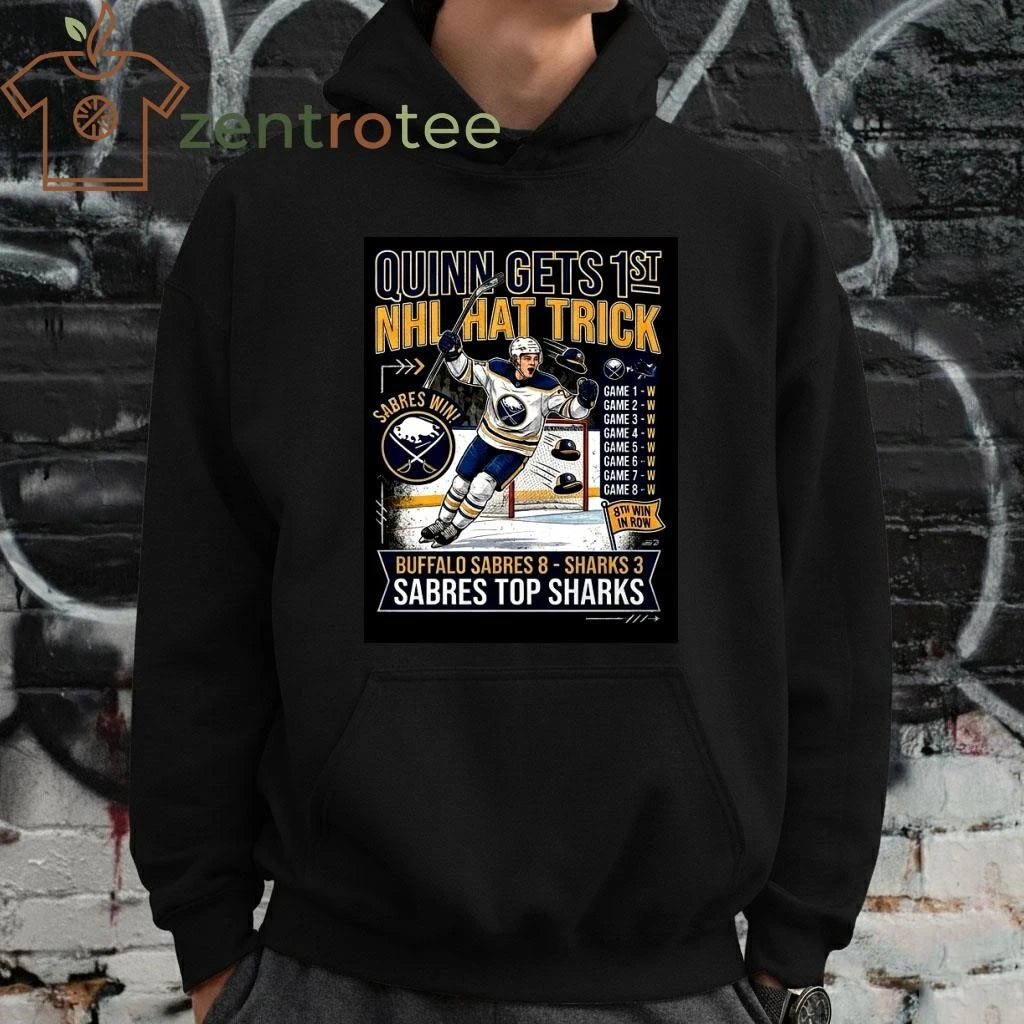 Jack Quinn Hat Trick Shirt – Buffalo Sabres 8th Consecutive Win Commemorative T-Shirt