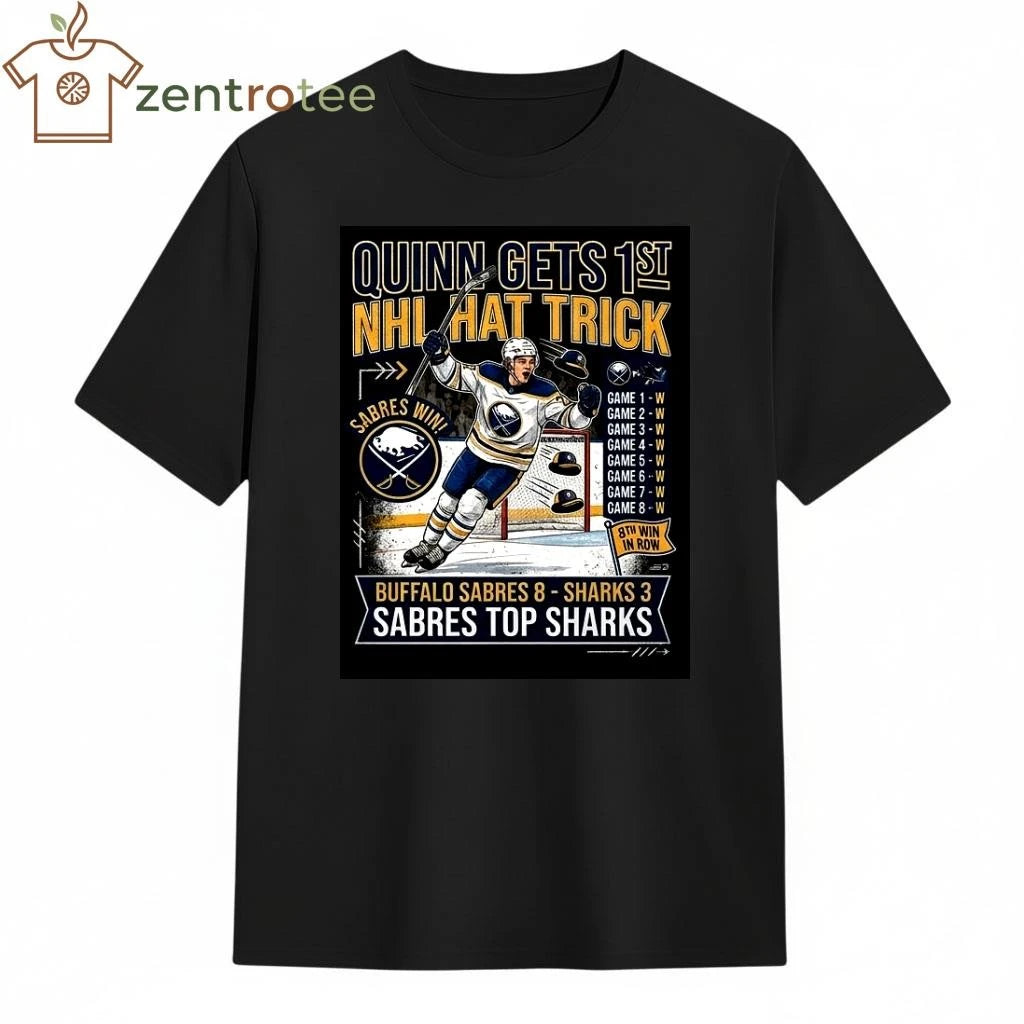 Jack Quinn Hat Trick Shirt – Buffalo Sabres 8th Consecutive Win Commemorative T-Shirt