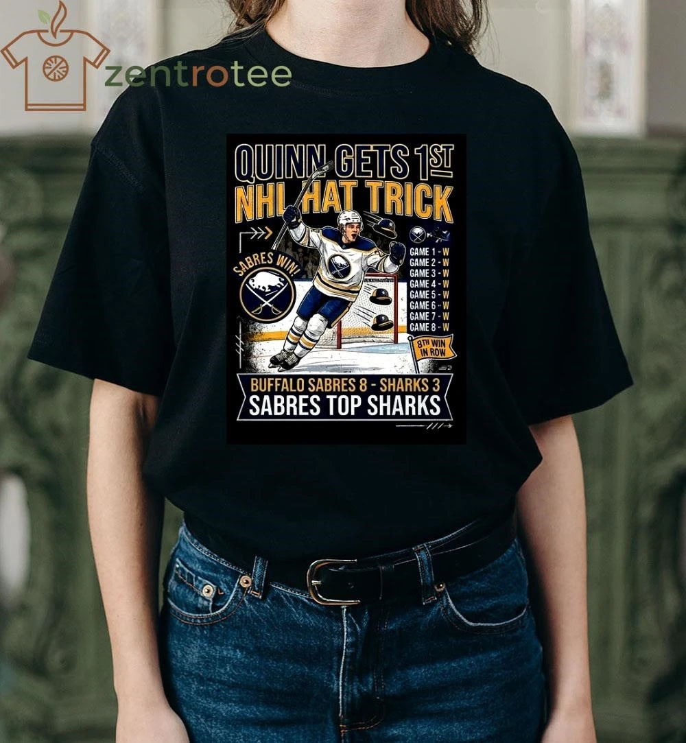 Jack Quinn Hat Trick Shirt – Buffalo Sabres 8th Consecutive Win Commemorative T-Shirt