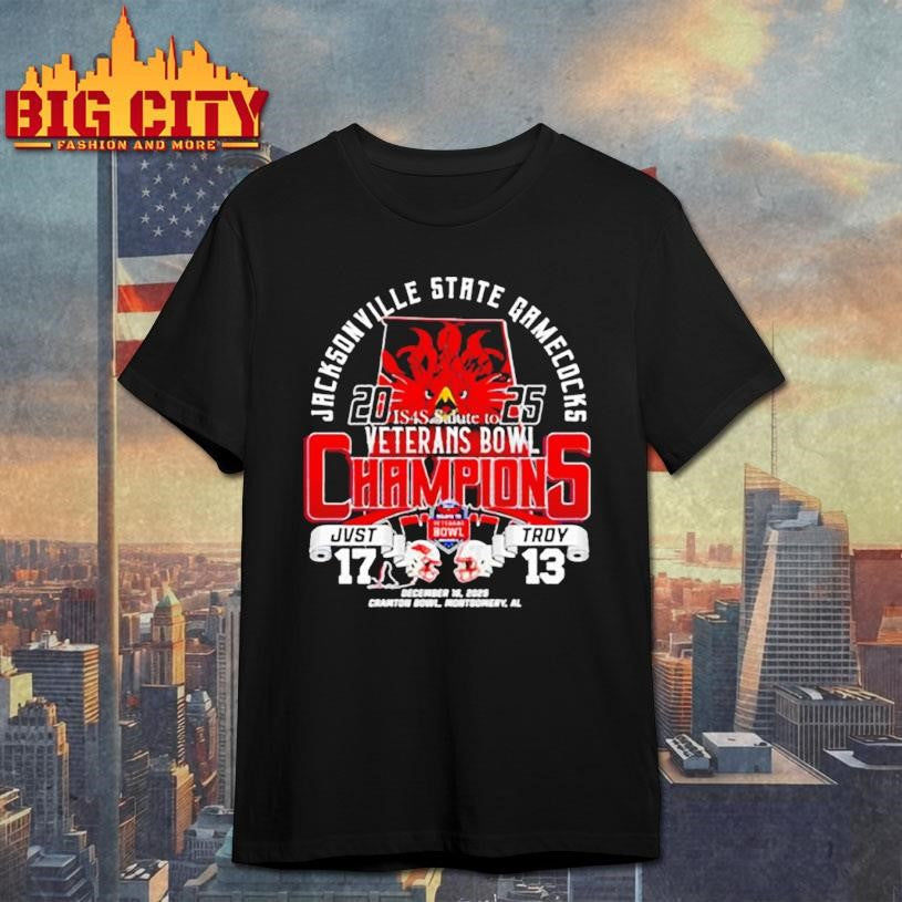 Jacksonville State Gamecocks 2025 IS4S Salute to Veterans Bowl Champions shirt