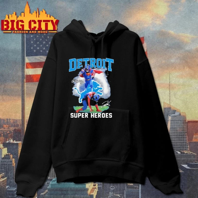 Jahmyr Gibbs And Amon-Ra St. Brown Detroit Lions Super Heroes Signatures shirts