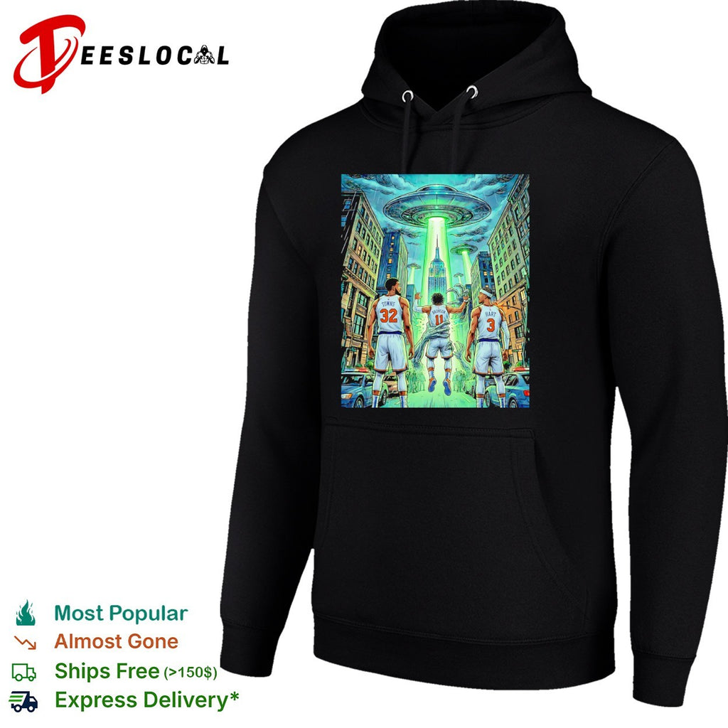 Jalen Brunson Karl Anthony Towns Josh Hart New York Knicks UFO Alien Abduction shirt