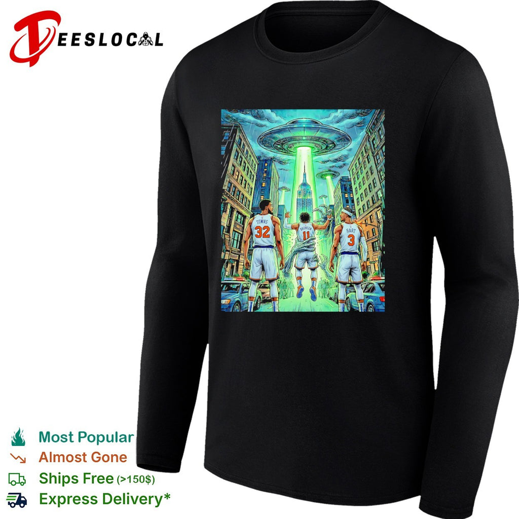 Jalen Brunson Karl Anthony Towns Josh Hart New York Knicks UFO Alien Abduction shirt