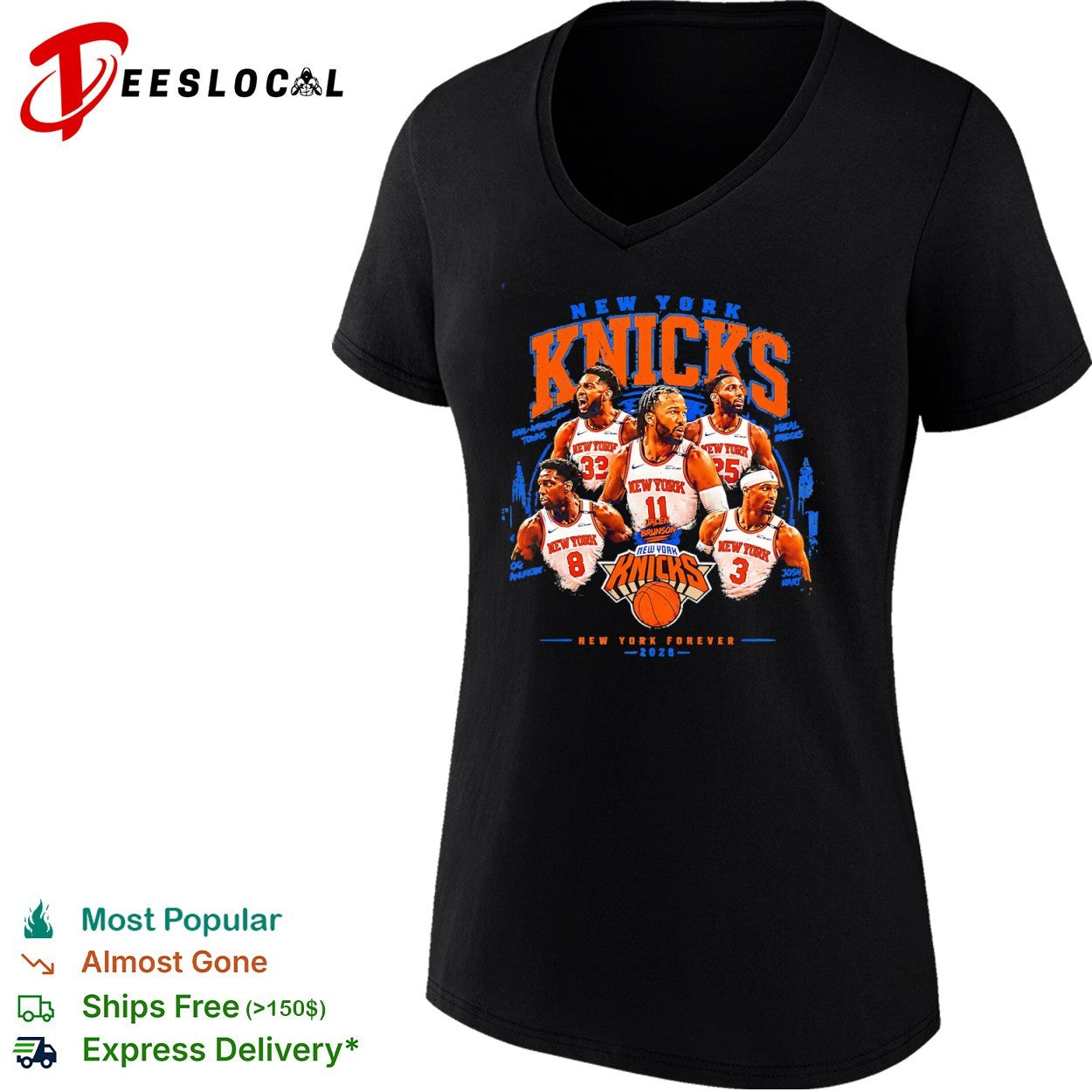 Jalen Brunson Karl-Anthony Towns Mikal Bridges OG Anunoby Josh Hart New York Knicks team shirt